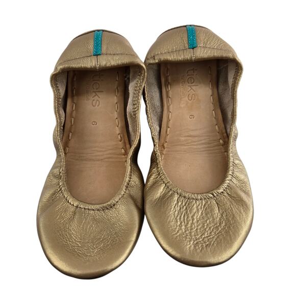 Tieks Ballet Flats Womens 6 Metallic Gold Bronze Leather Balletcore Travel - Picture 3 of 10